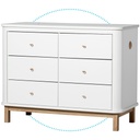 Dresser 6 drawers (large, white/oak)