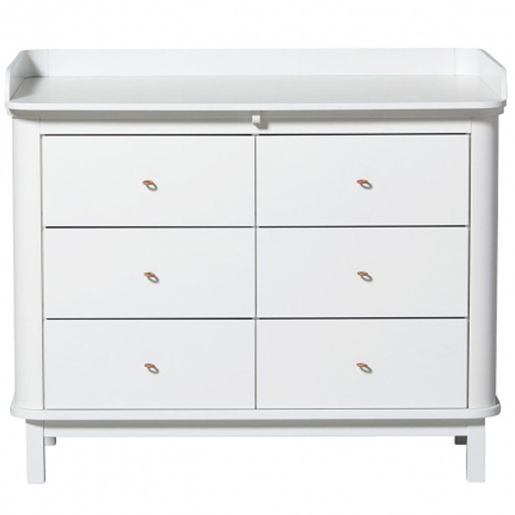 Dresser 6 drawers (large top, white)