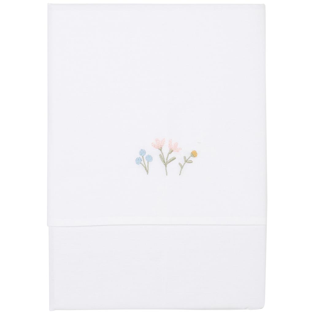 Drap de lit broderie fleurs&papillons