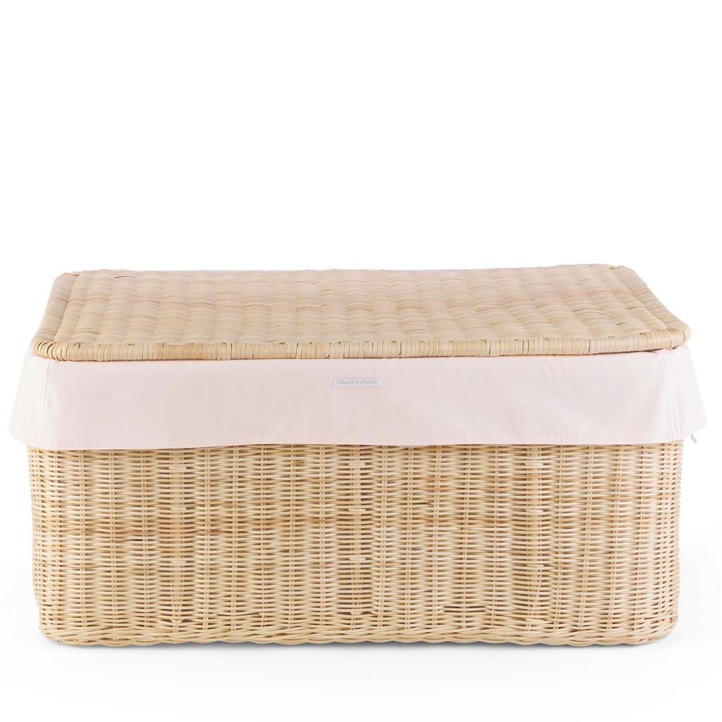 Rieten speelgoedkoffer groot Cotton Pink