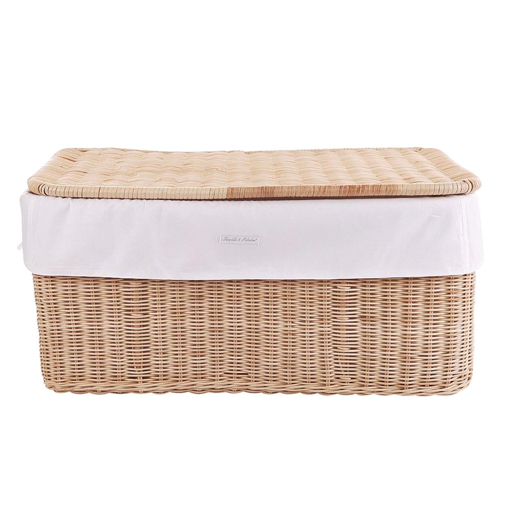 Rieten speelgoedkoffer groot Cotton White