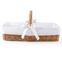 Rieten verzorgingsmand met bekleding Cotton White