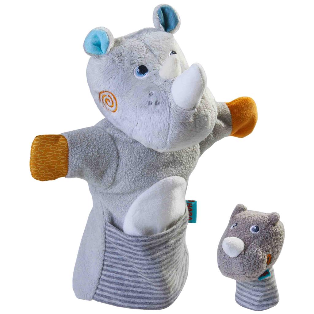 Handpuppet rhinoceros with baby