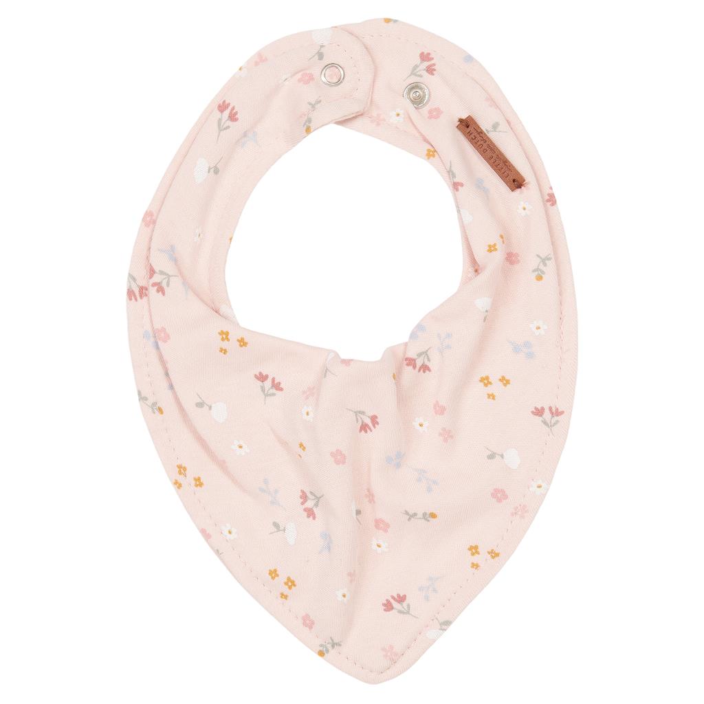 Bavoir bandana petites fleurs roses