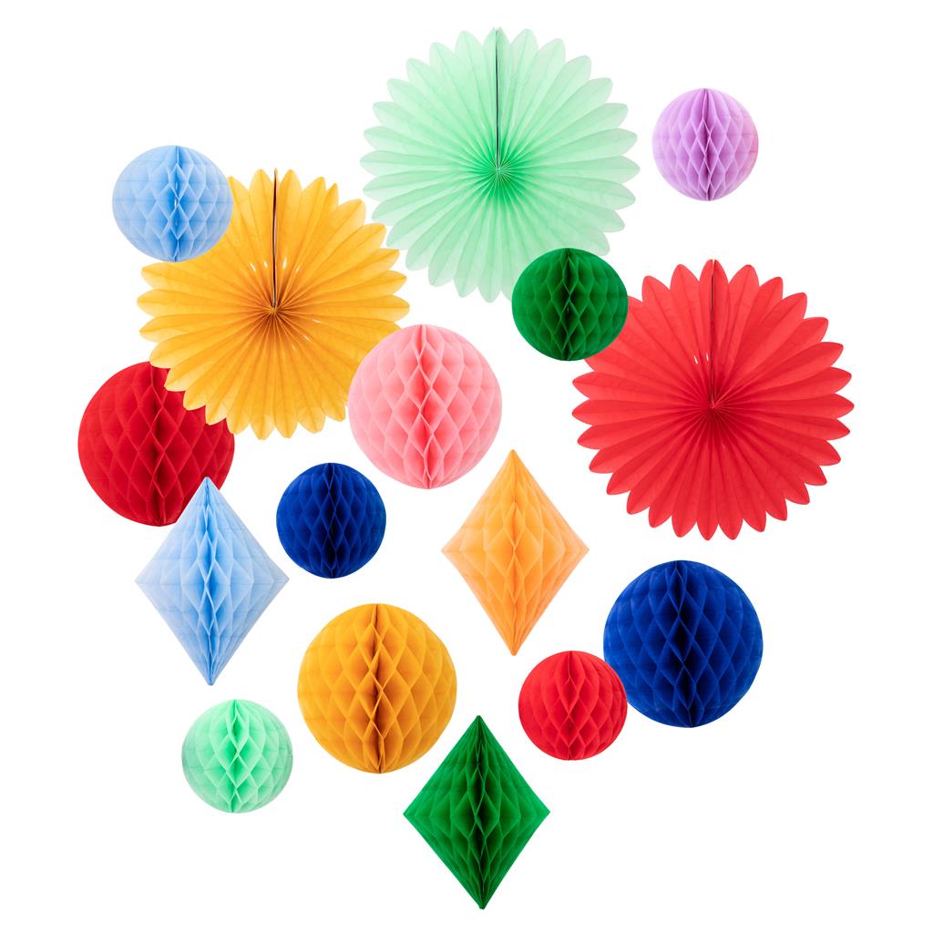 Hanging decoration Honeycomb rainbow (16 pieces) Meri