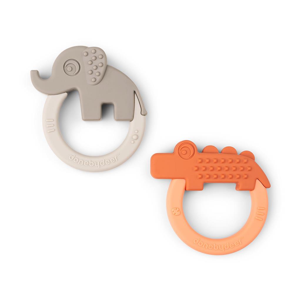 Teething ring (2pcs) elephant and crocodile