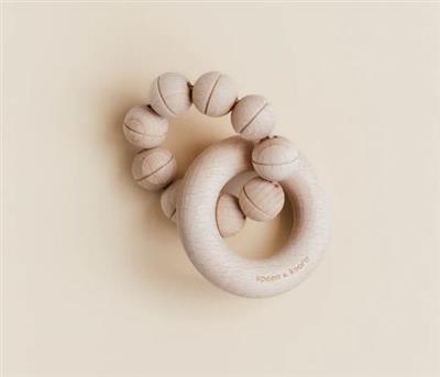 Teething ring rattle Ezra beech