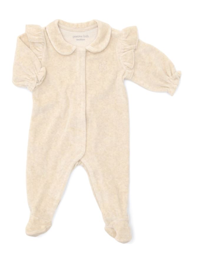 Crawler suit velour ruffles