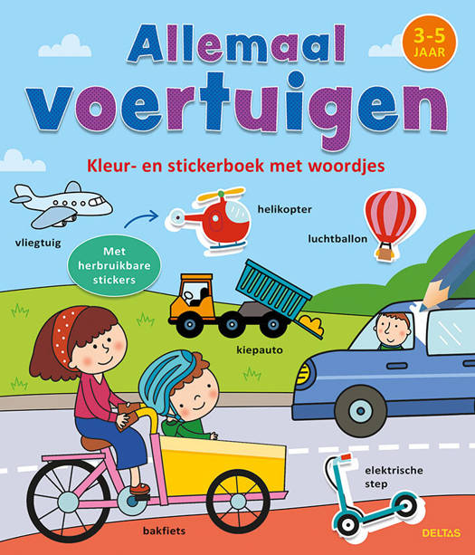Livre de coloriage et d'autocollants avec des mots - Tous les véhicules