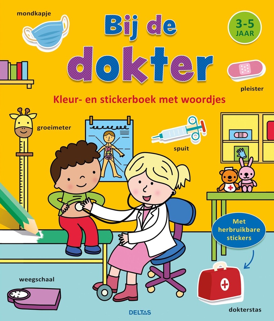Livre de coloriage et d'autocollants avec mots - Chez le médecin