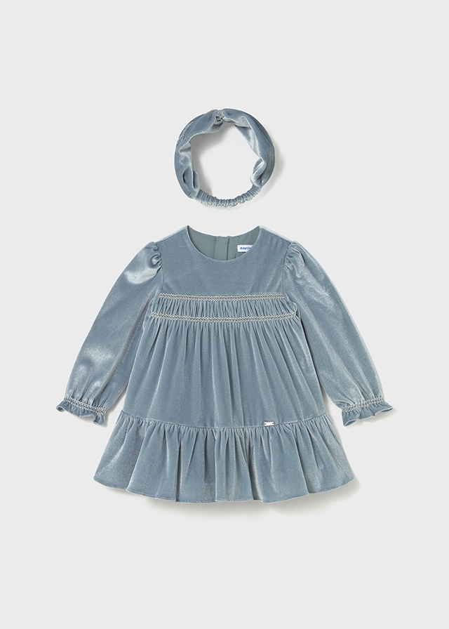 Velvet babyjurk met hoofdband