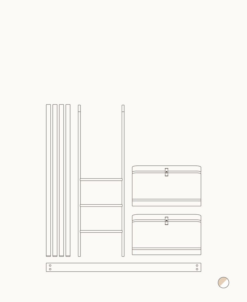 Conversion kits mini+ junior bed to low loft bed, white/oak