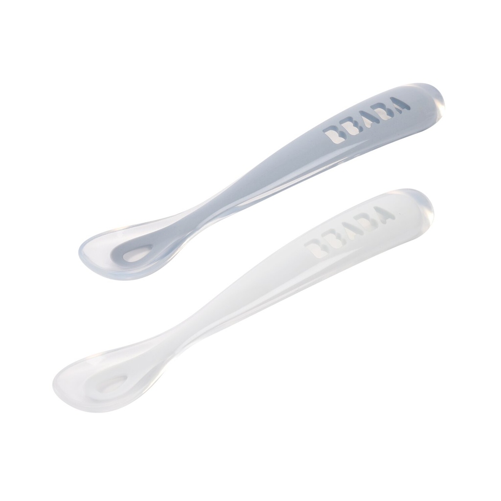 Lepels 1ste leeftijd met reisetui (2 stuks, silicone)