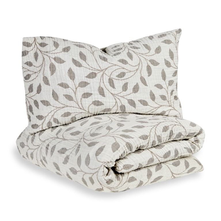 Donsdekbedovertrek met kussensloop (100x135cm) leaf