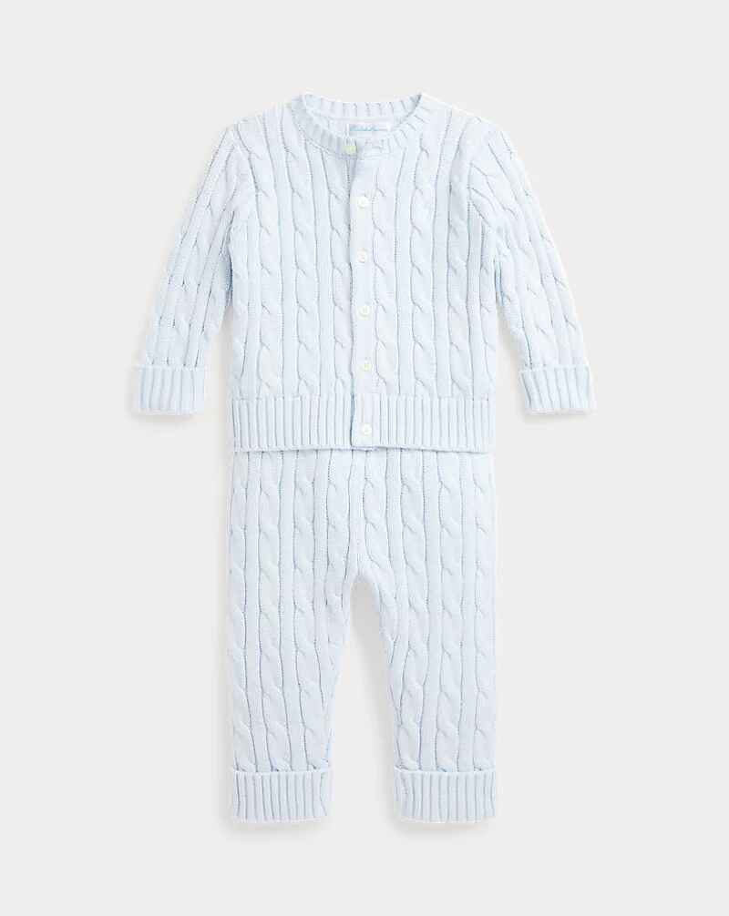Broek en trui set met kabelpatroon (3m-12m)