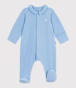 Pyjama in effen velours met kraag