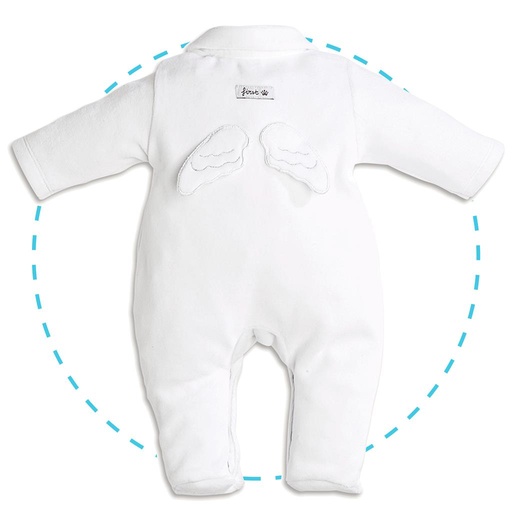 Pajamas velour angel wings white-silver