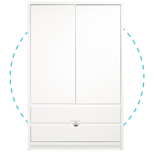 Placard 2 portes + 2 tiroirs Juin white 130X60X200