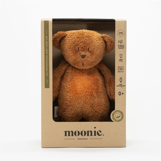 Soft toy bear organic (with light and sound) caramel