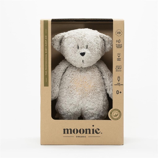 Soft toy bear organic (with light and sound) grey