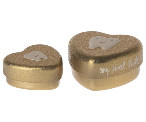 Tandendoosje 2 stuks 2cm gold 