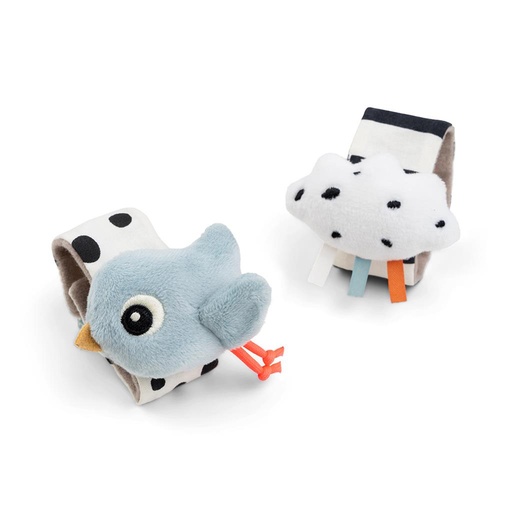 Hochet 2 pcs Happy clouds blue 