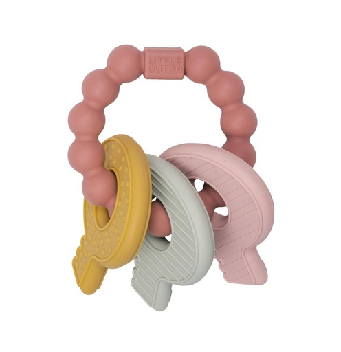 Keychain teething ring pink multicolour 