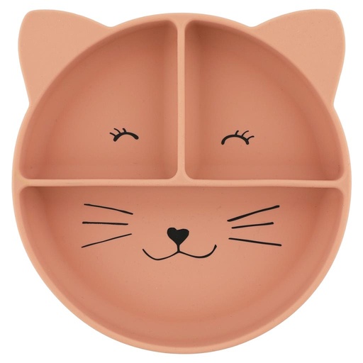 Silicone plate with compartments and suction cup mrs cat