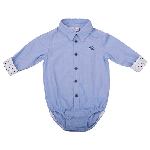Bodyhemd Caspar white spots blue 