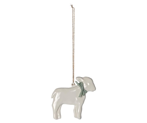 Metalen ornament lam 7cm mint 