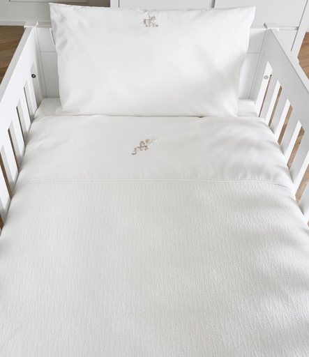 Donsovertrek bed en sloop (100x135cm) Carrousel ivoor 100X135
