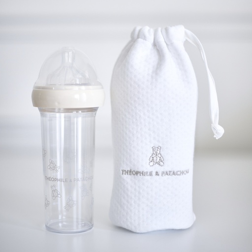 Baby bottle + sleeve safari ivoor 