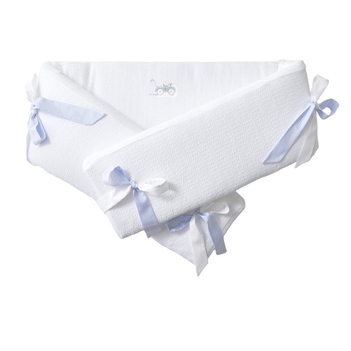 Bedbeschermer 210 cm – Gewafeld H: 23 cm classic car - lichtblauw 