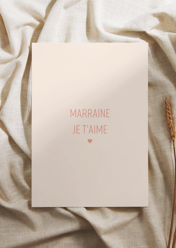Wenskaart marraine pink 