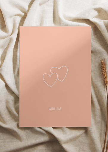 Greeting card with love pink 