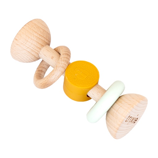 Wooden rattle with silicone rings mr. lion 