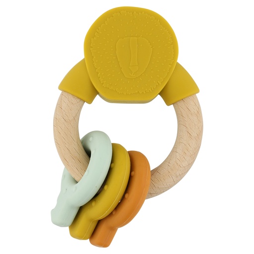 Wooden activity ring with silicone mr. lion 