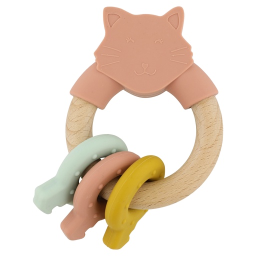 Wooden activity ring with silicone mrs. cat 