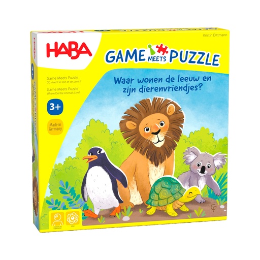 Jeu - Jeu rencontre puzzle - Où vivent le lion et ses amis les animaux (néerlandais)  