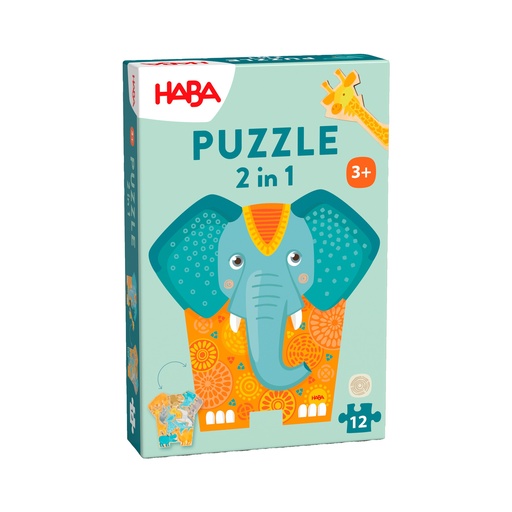 Houten puzzel 2 in 1 - Olifant  