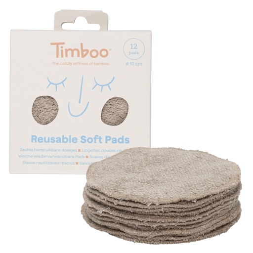 Wasbare pads - 12 stuks feather grey 