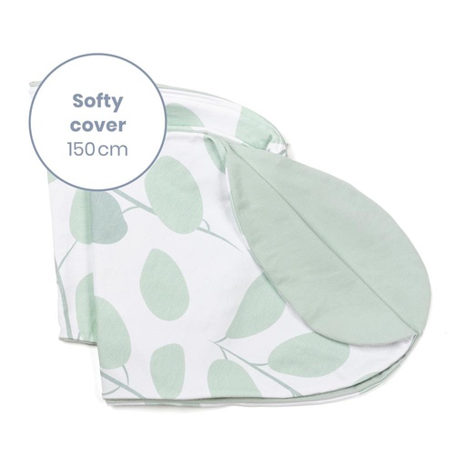Hoes relaxkussen Softy leaves aqua green 