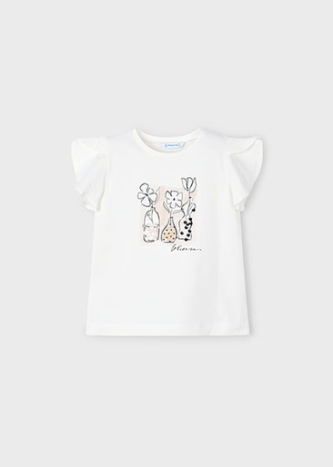 T-shirt bloemen natural 