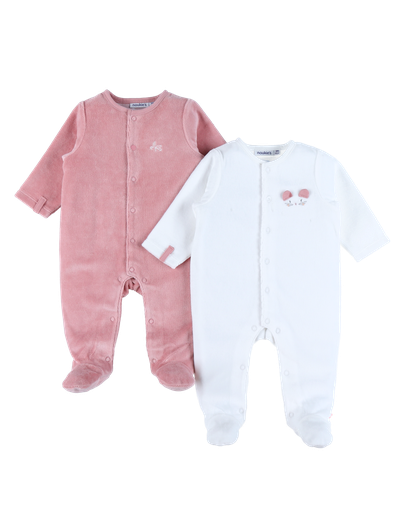 Kruippakje velvet (2 stuks) pinky mouse 