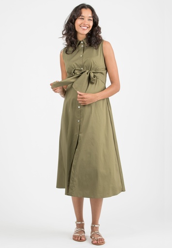 Robe de maternité et d'allaitement Michela - coton military green 