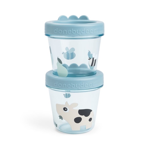 Bewaarpotjes babyvoeding (2 stuks) Tiny farm blue