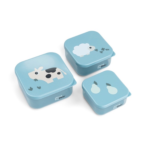Snackbox (3 stuks) Tiny farm blue 
