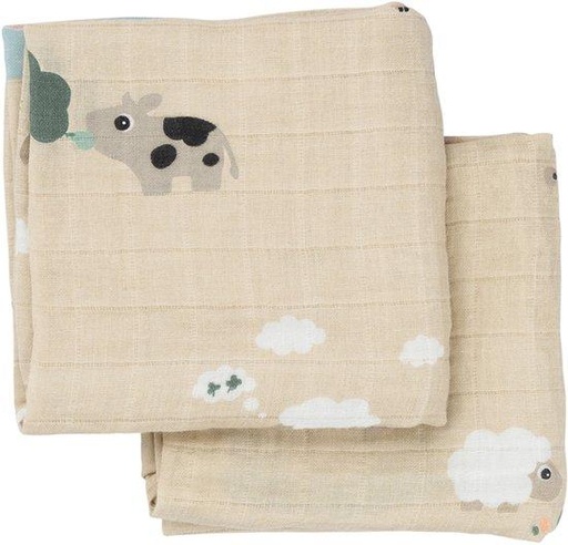 Tetradoek 65x65cm (2 stuks) Tiny farm sand 