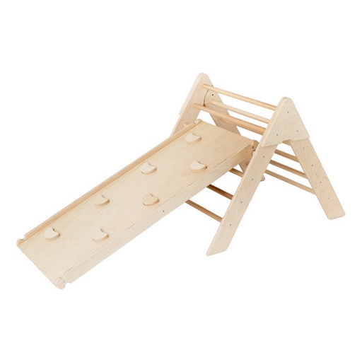 Houten klimrek met glijbaan  