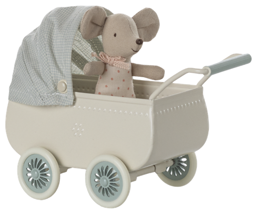 Kinderwagen met babymuis mint 